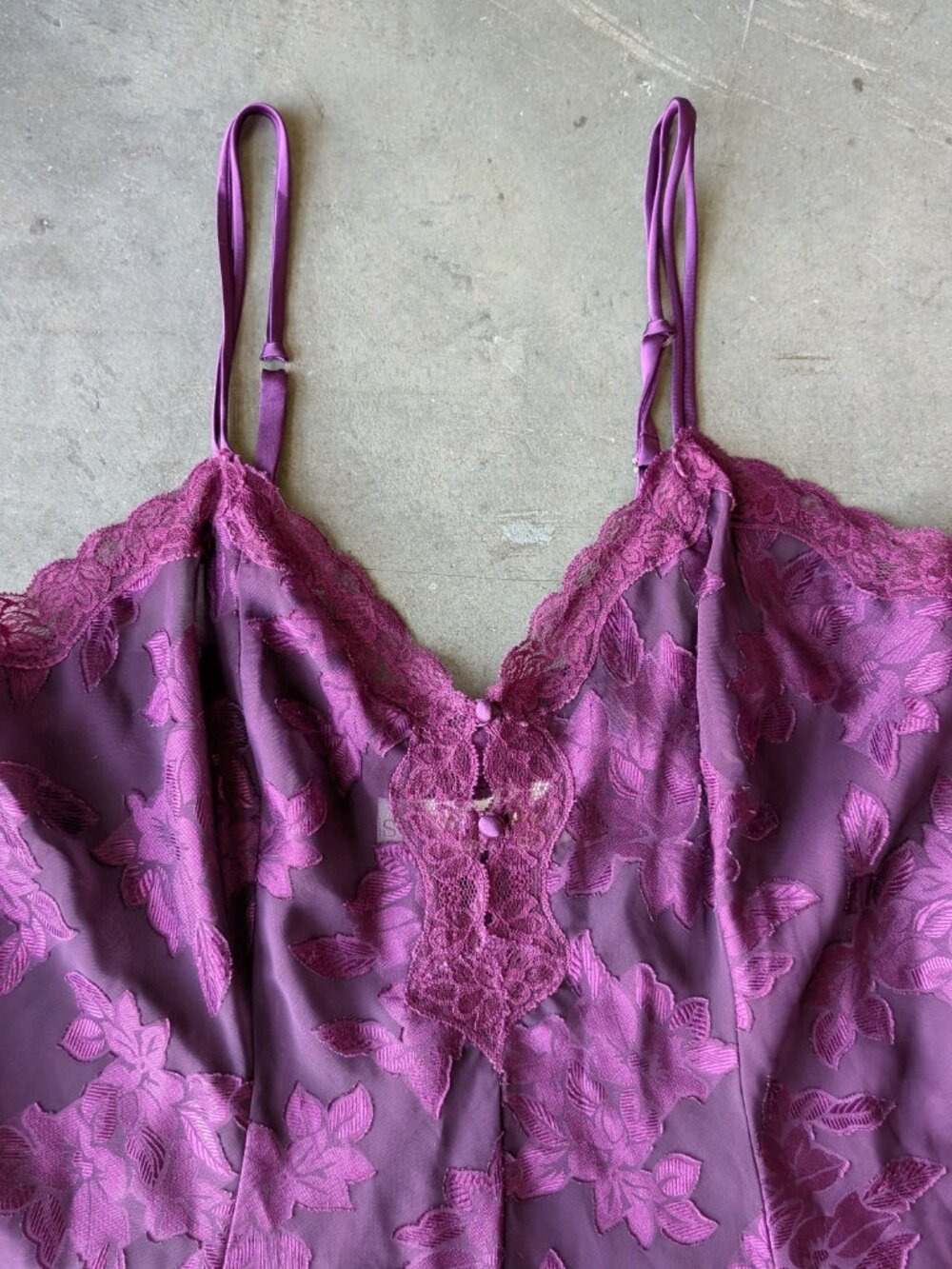 Vintage Solange Purple Floral Jacquard Sheer Romper Lingerie Nightie size 18/20 - Picture 2 of 7